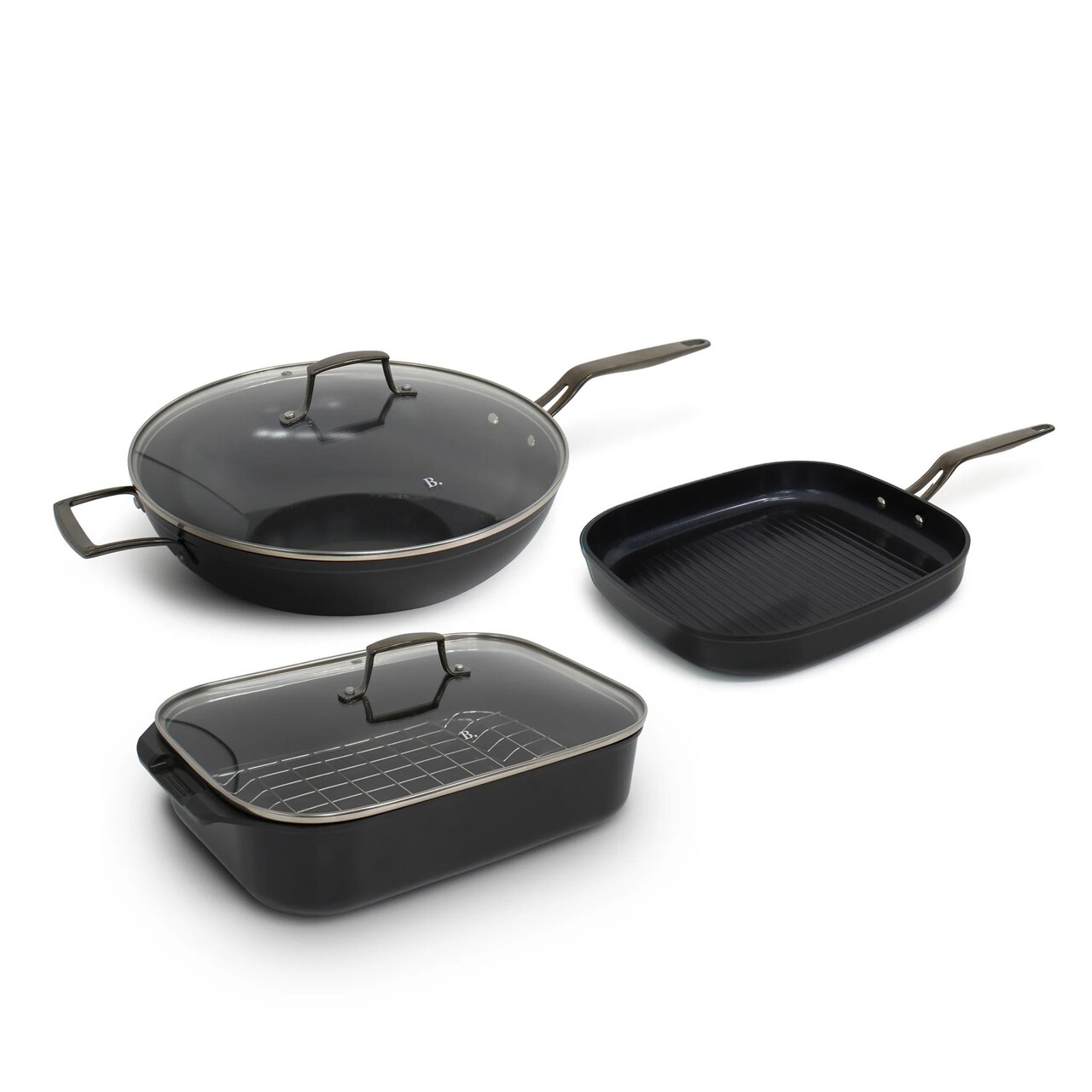 Blu. Cookware Kitchen Sidekick Set, Wok, Grill Pan, Roasting Pan, Non-Toxic, Durable Non-Stick Ceramic, PFA/PFOA-Free, Suitable for All Cooktops